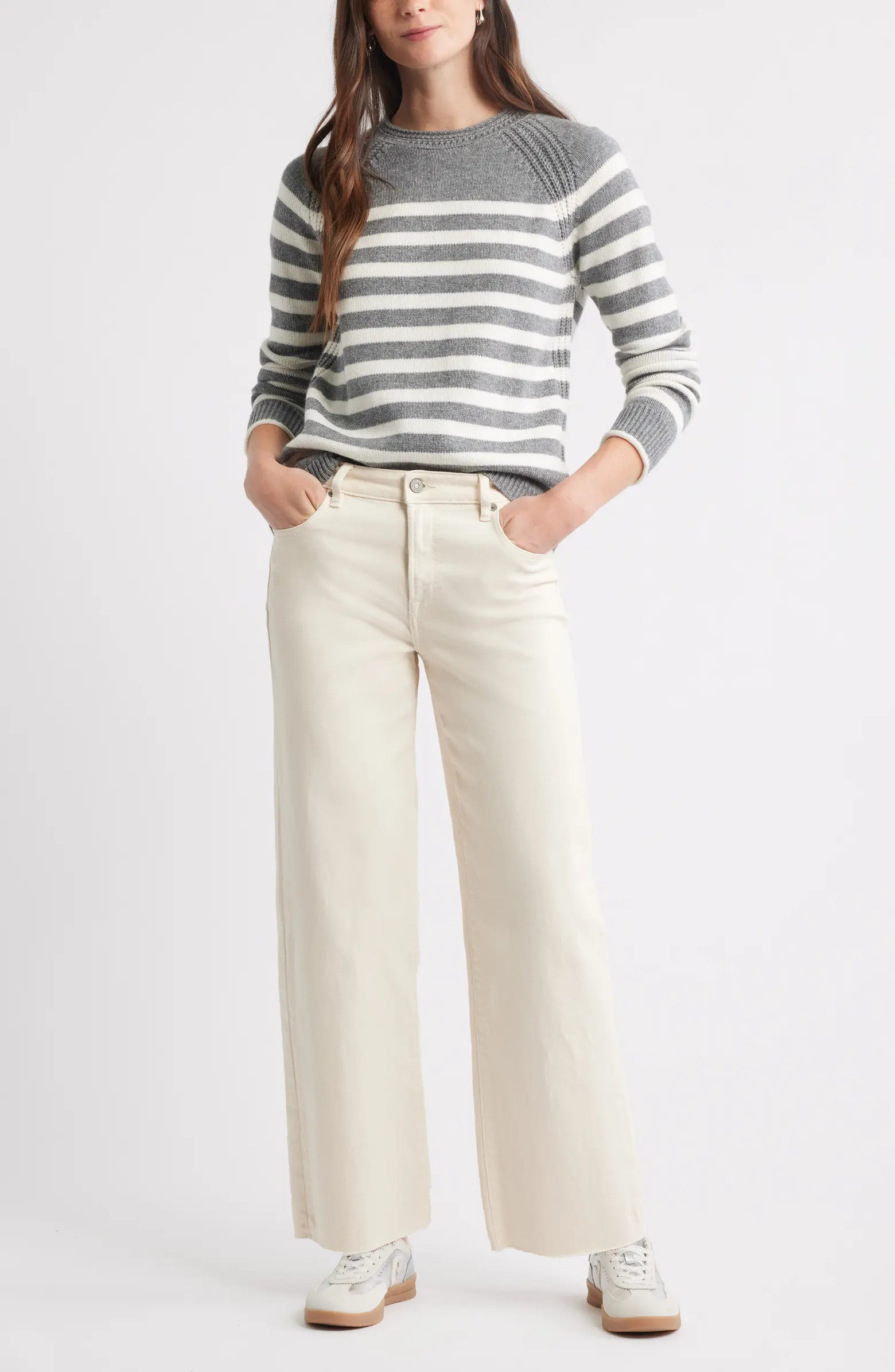 Raglan Sleeve Roll Neck Wool & Cotton Sweater | Nordstrom