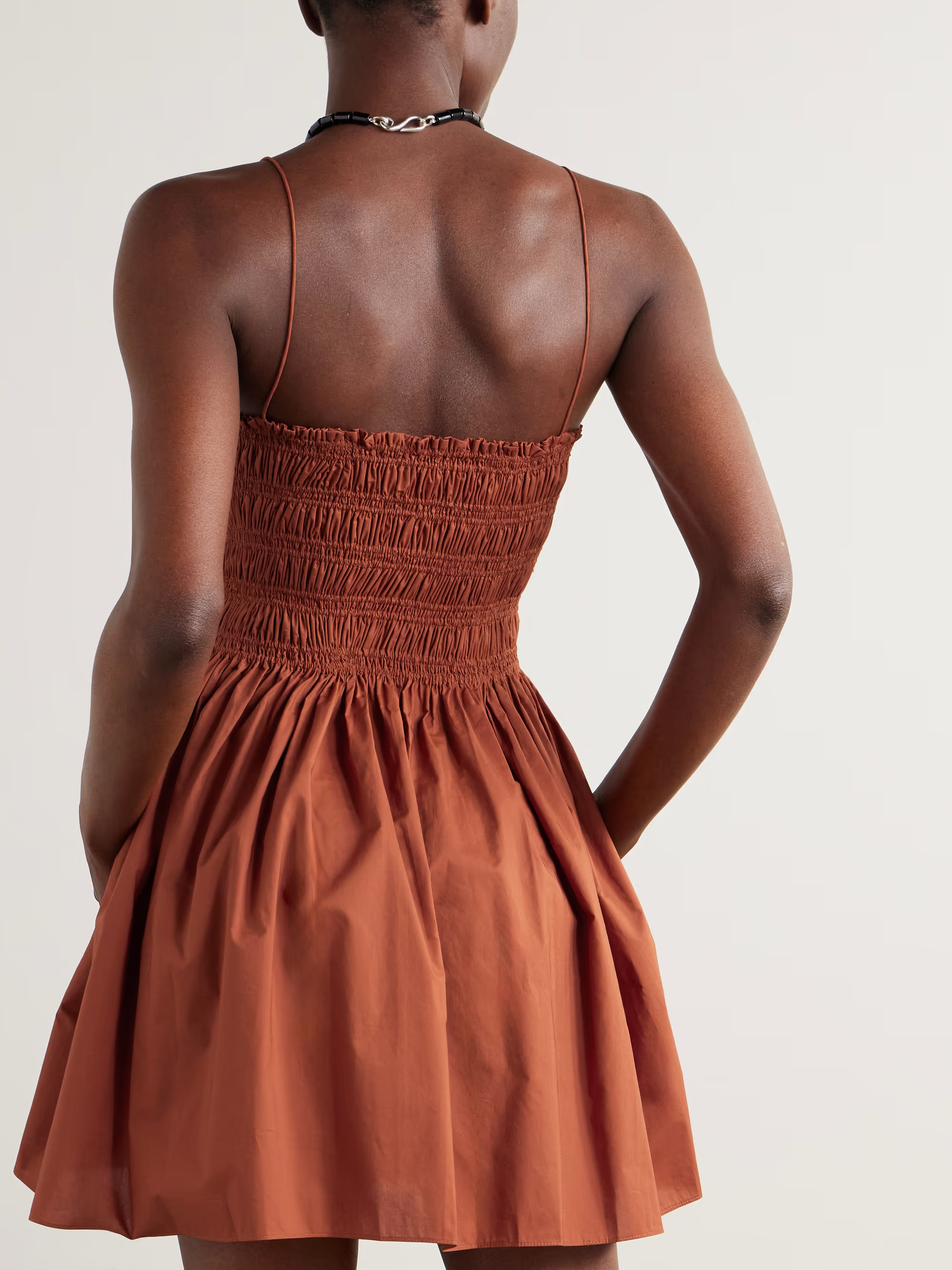 Shirred organic cotton-poplin mini dress | NET-A-PORTER APAC