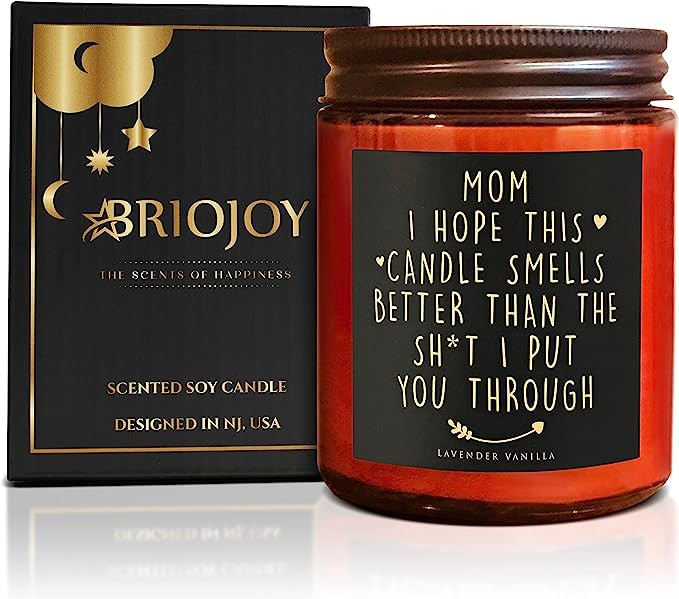 Briojoy Funny Birthday Gift for Mom - Unique Lavender Vanilla Highly Scented Candles - Aromathera... | Amazon (US)