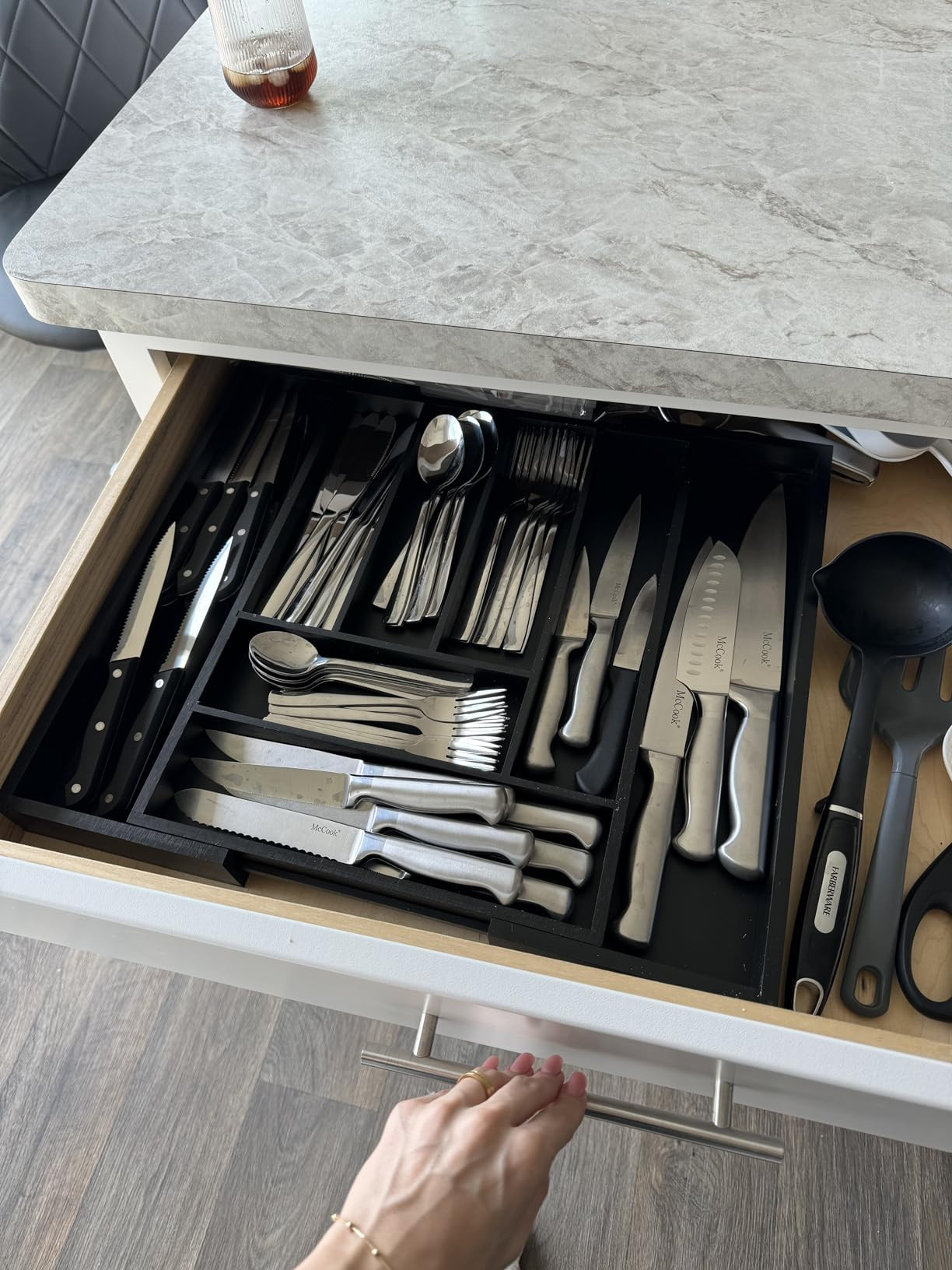 Pipishell Bamboo Expandable Drawer Organizer for Utensils Holder, Adjustable Cutlery Tray, Wood D... | Amazon (US)