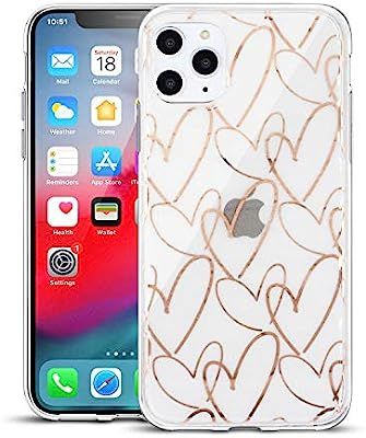 Yunguzi Clouds Compatible iPhone 11 Pro Clear Case/iPhone 11 Pro Thin Cases for Girls Glitter Ros... | Amazon (US)