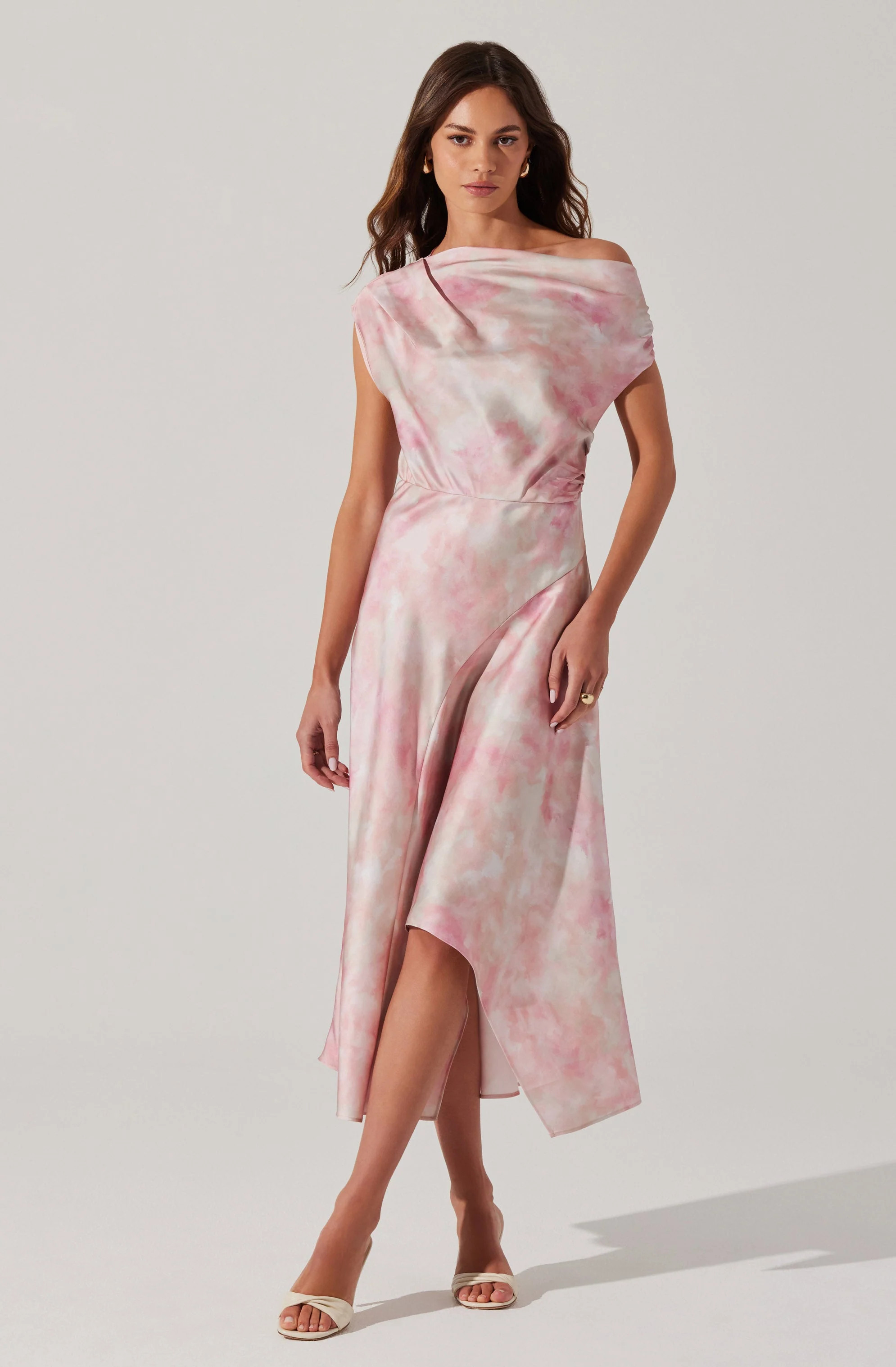 Mairyn Tie Dye Satin Dress - Pink watercolor / XS | ASTR The Label (US)