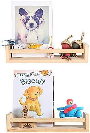 Wood Floating Nursery Shelves - Set of 2 -Wall Shelves for Bathroom Decor, Kitchen Spice Rack, or... | Amazon (US)