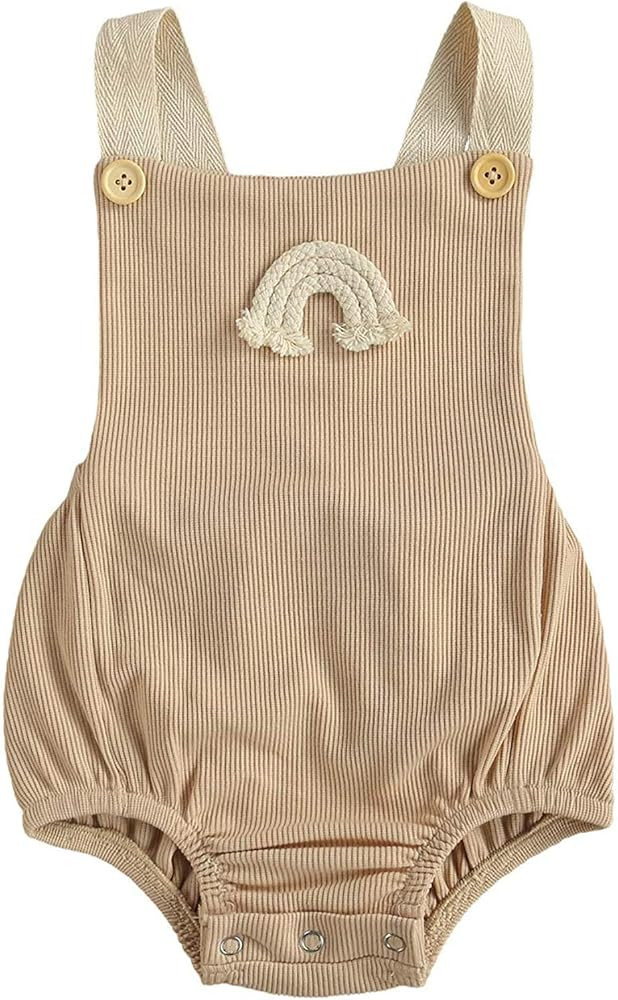 Newborn Infant Baby Boys Girls Summer Clothes Outfits Boho Rainbow Ribbed Sleeveless Romper Jumpsuit | Amazon (US)
