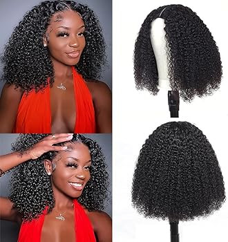 v part wig human hair kinky curly human wigs upgrade u part wigs for black women 100% human hair ... | Amazon (US)
