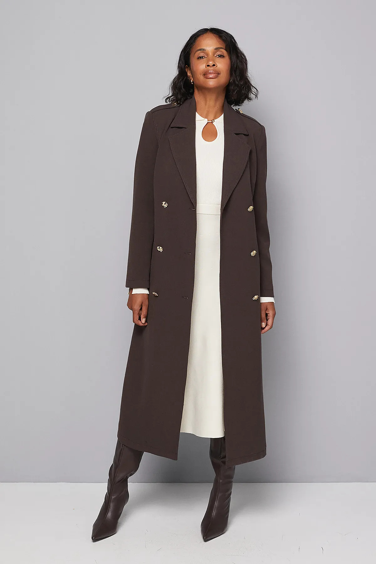 Jackets & Coats | Double Crepe Trench Coat | Wallis | Debenhams UK