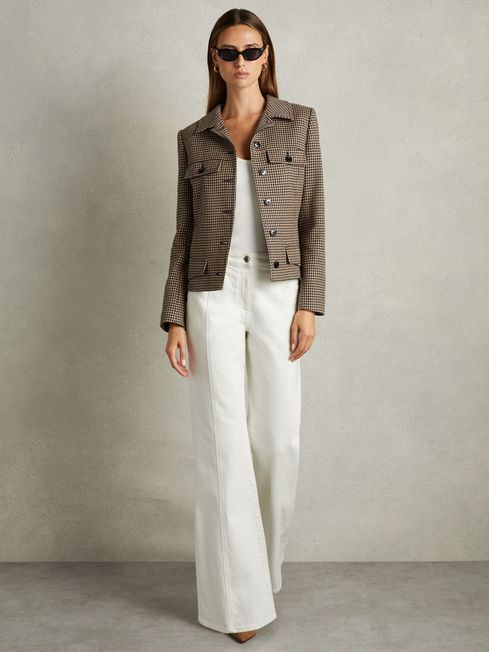 Lena
                Dogtooth Check Collared Jacket | Reiss UK