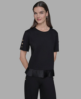 Women's Pleated Trim Hem Blouse | Macy's