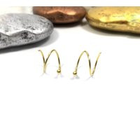 Ball Hoop Earrings, Double Piercing Spiral Threader Hoops, Two Piercing, Minimalist | Etsy (US)