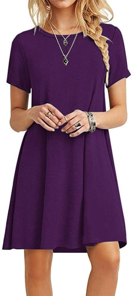 MOLERANI Women's Casual Plain Simple T-Shirt Loose Dress | Amazon (US)
