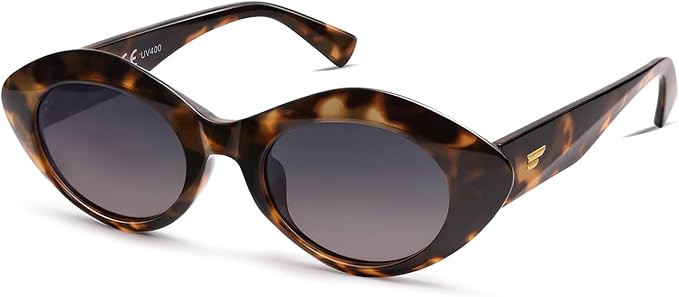 VANLINKER Polarized Trendy Thick Oval Round Sunglasses for Women Retro Shades VL9825 | Amazon (US)