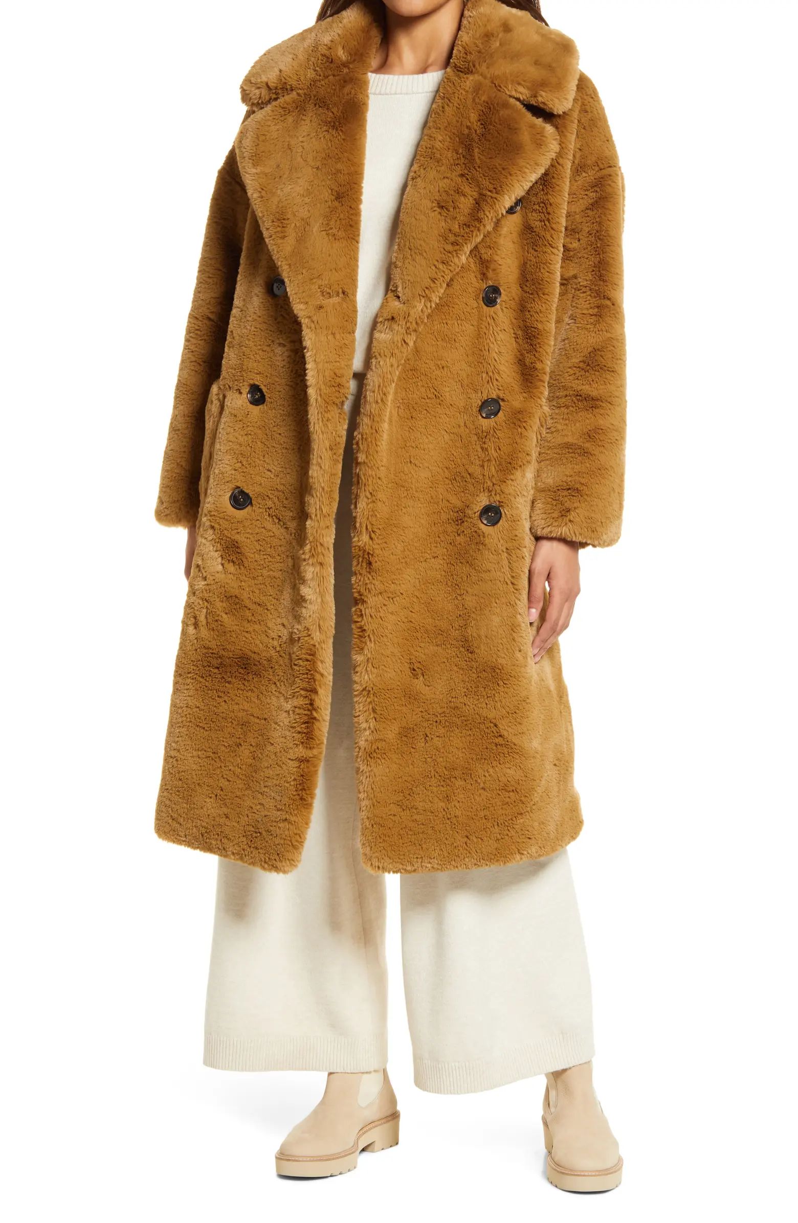 Nordstrom Belted Recycled Polyester Faux Fur Coat | Nordstrom | Nordstrom