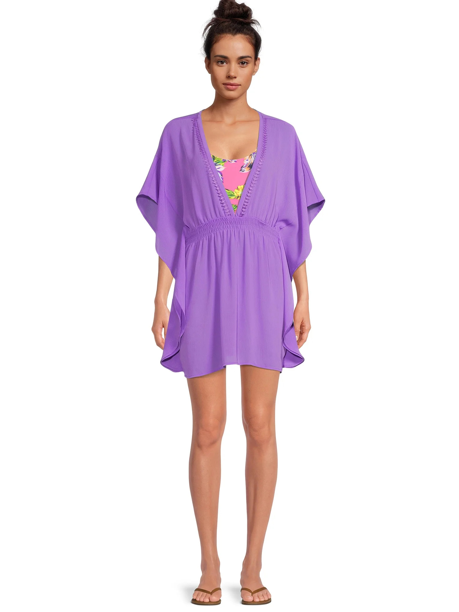 No Boundaries Juniors' Chiffon Caftan Cover Up - Walmart.com | Walmart (US)