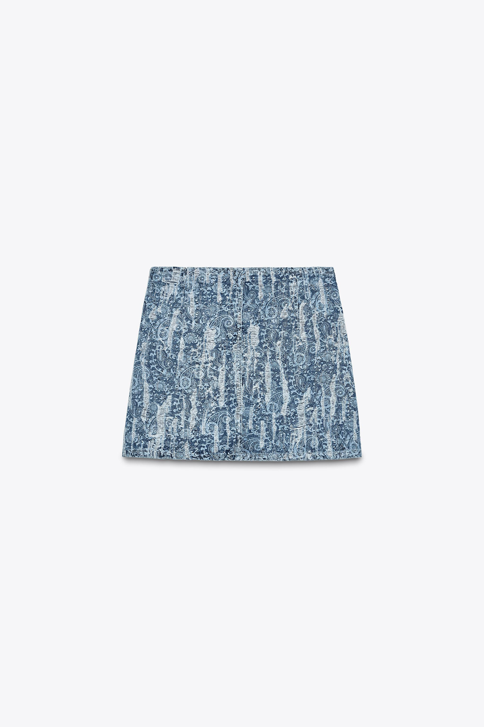 Z1975 DISTRESSED-EFFECT DENIM MINI SKIRT | Zara US