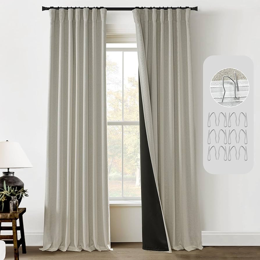 PANELSBURG Heavy Duty Insulated Thermal Curtains for Winter,Thick Linen Blackout Curtains for Bed... | Amazon (US)