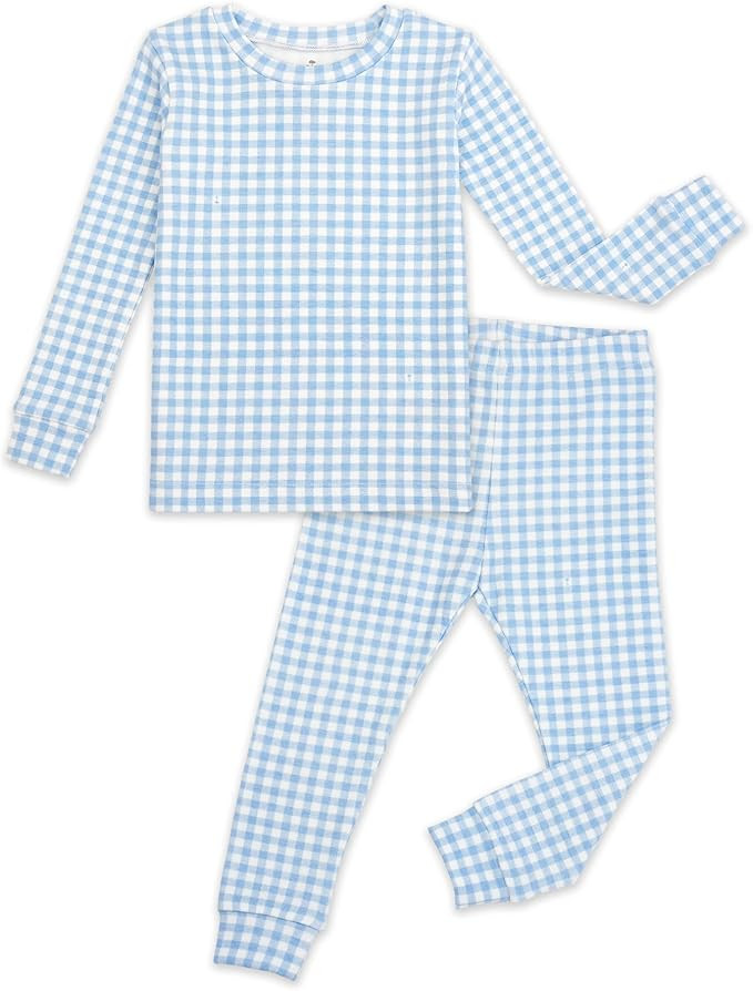 moimoln Baby Toddler Pajama Set Snug-Fit Cotton Modal Sleepwear, Leopard, Check & Solid Mix (6M-8... | Amazon (US)