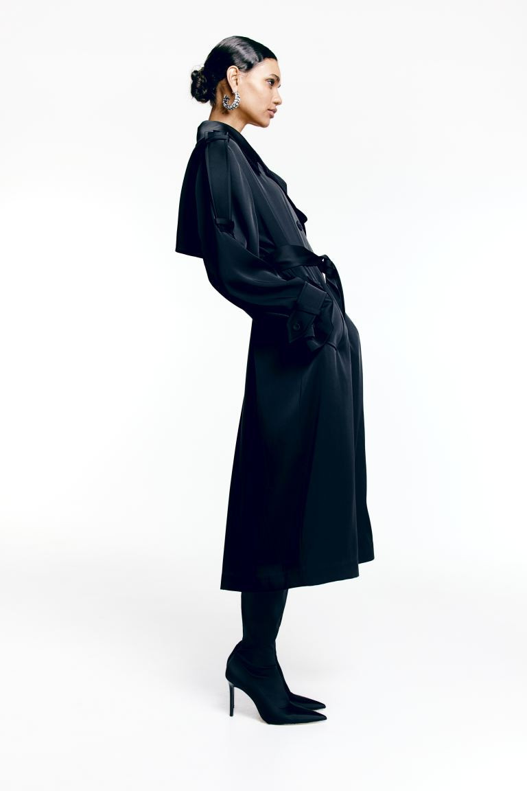 Long trenchcoat - Black - Ladies | H&M GB | H&M (UK, MY, IN, SG, PH, TW, HK)