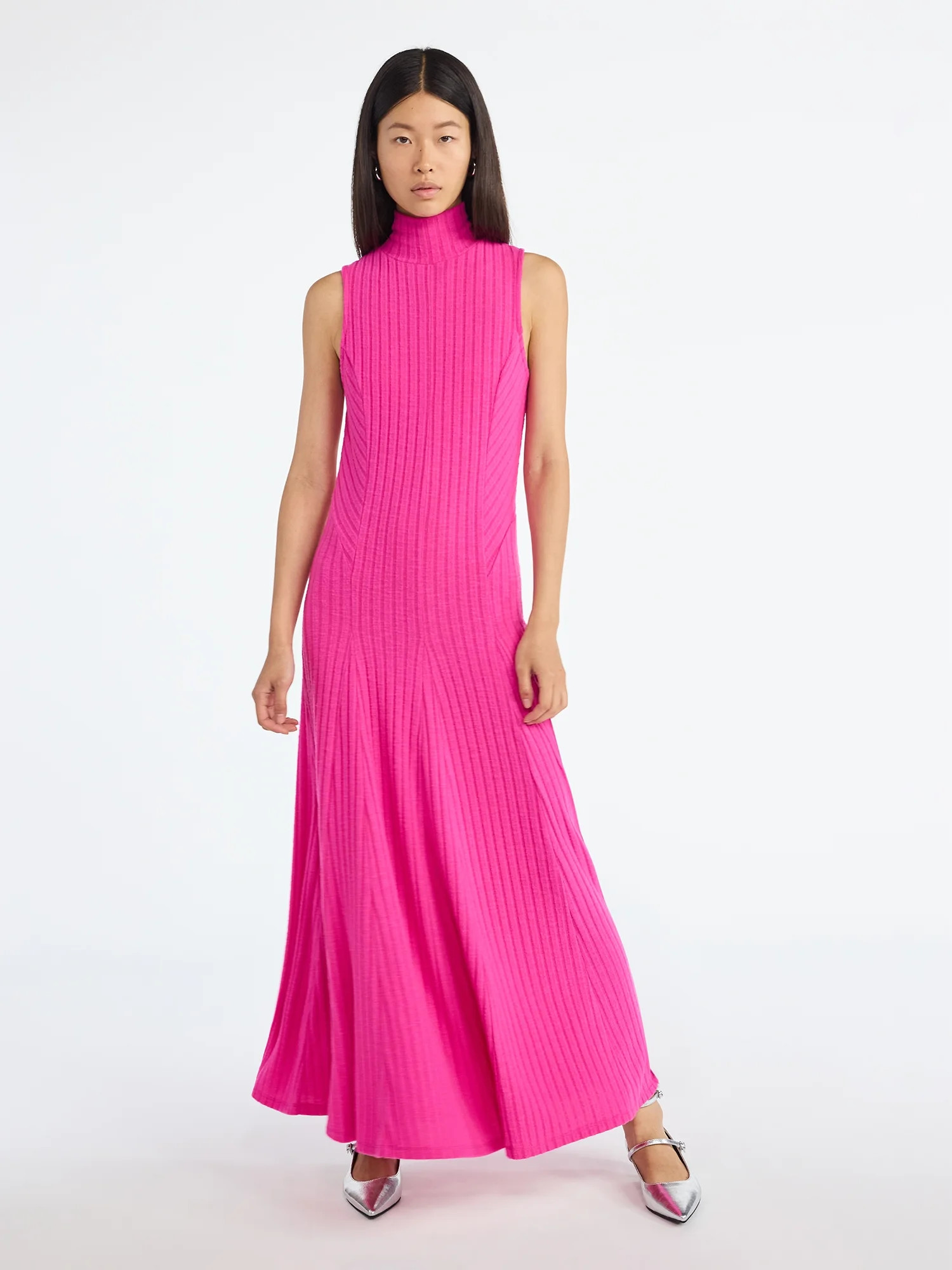 Scoop Women's and Women's Plus Rib Knit Seamed Maxi Dress, Sizes XS-4X | Walmart (US)