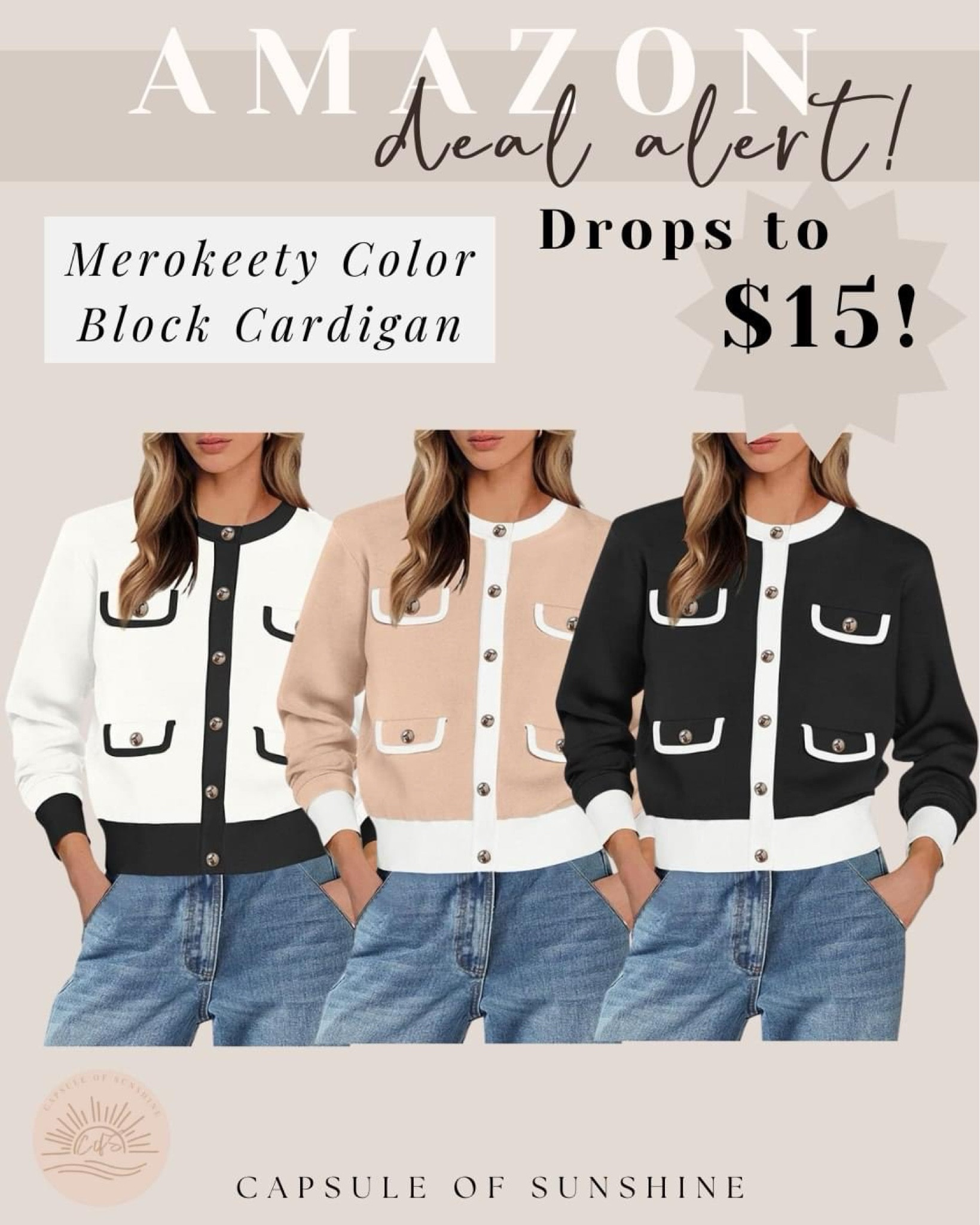 ✨This Color Block Cardigan drops to just $15 😱 with the clippable ✂️ + code 30Y64CR2 

#LTKSaleAlert #LTKStyleTip #LTKSeasonal