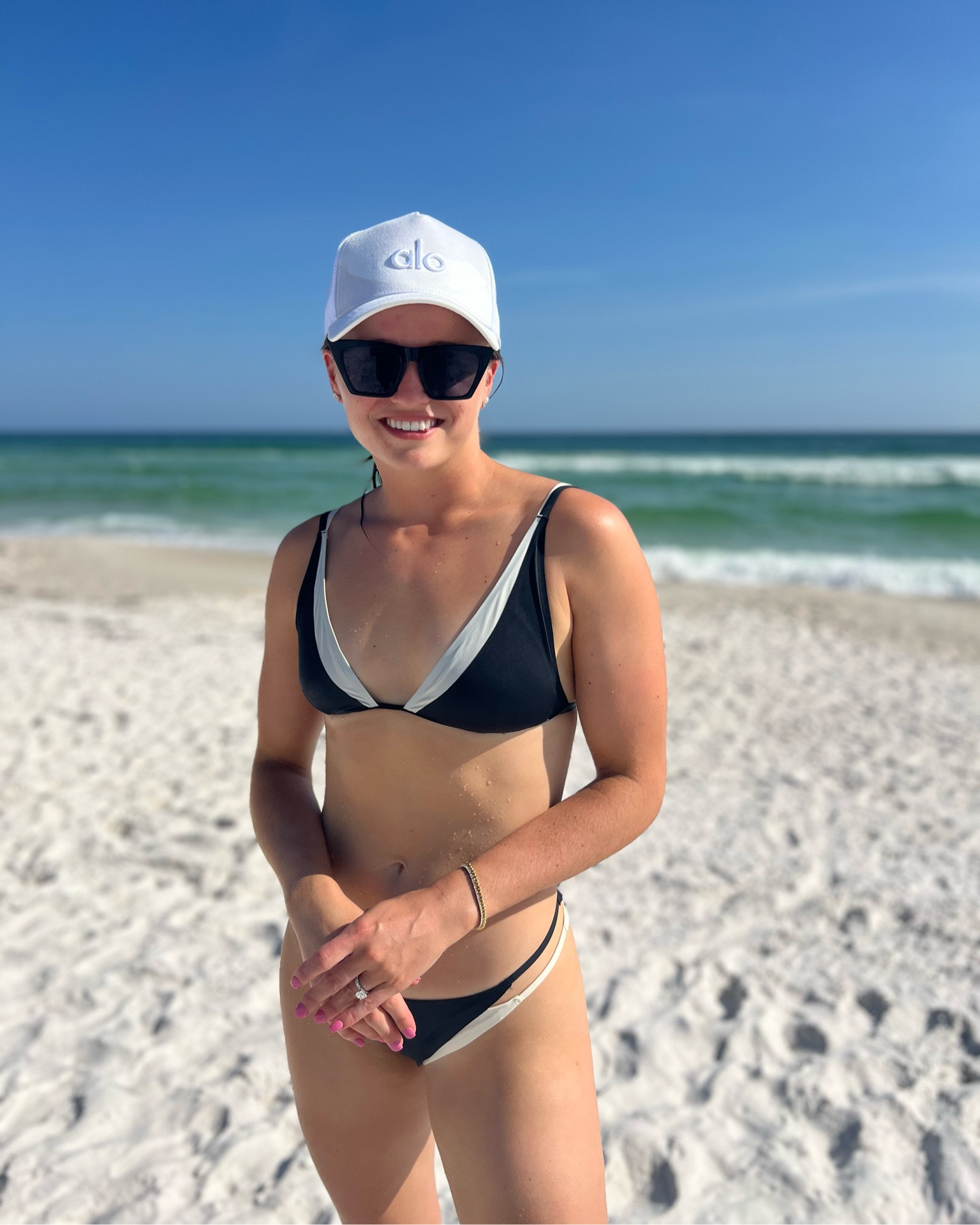 I feel like a sand volleyball player when I wear this suit 👙 size M in top & bottoms bc reviews said ran small. It’s stretching a  bit after wear. LOVE this suit though 🖤🙌🏻 

#LTKSwim #LTKFitness #LTKFindsUnder100