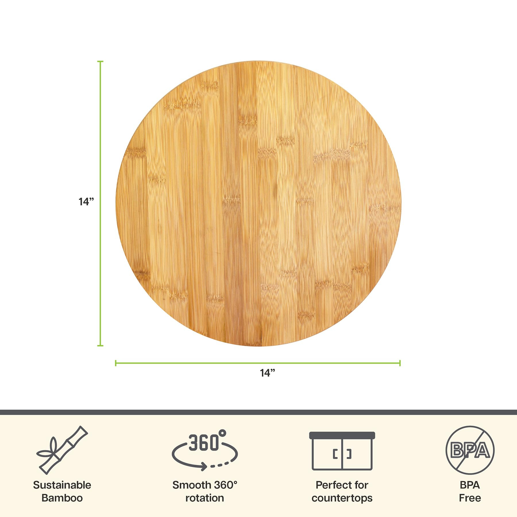 TB Home Lazy Susan Organizer for Cabinet, Pantry or Tabletop – 14" Bamboo Turntable for Kitchen... | Amazon (US)