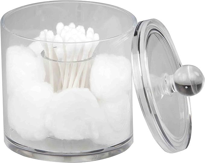 Home Basics Acrylic Cotton Ball and Swab Holder, Q-tip Storage Organizer, Clear | Amazon (US)