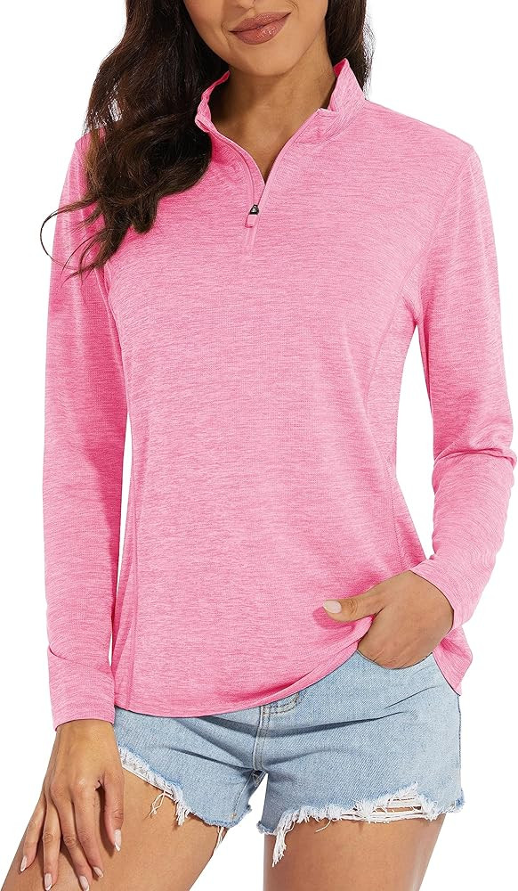 MAGCOMSEN Women's 1/4 Zip Shirts UPF 50+ Sun Protection Pullover Long Sleeve Quick Dry Workout Hi... | Amazon (US)
