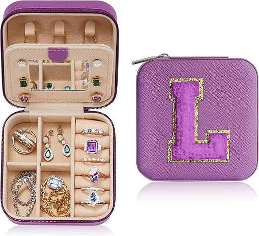 Parima Travel Jewelry Case for Women Girls, L Initial Travel Jewelry Case | Small Jewelry Travel ... | Amazon (US)