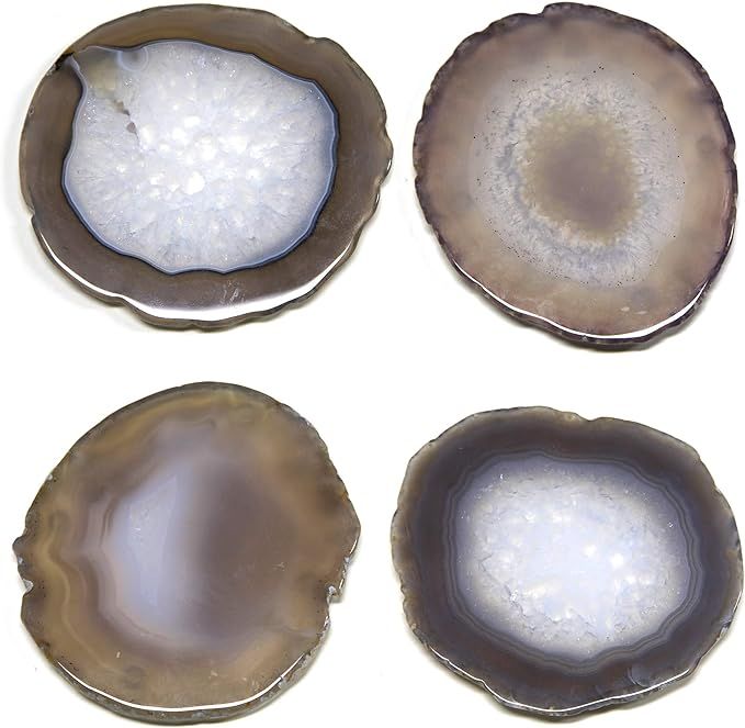 FOLKOR LIFE Natural Agate Coasters for Drinks, Geode Stone Coasters Agate Slices Set of 4 Gemston... | Amazon (US)