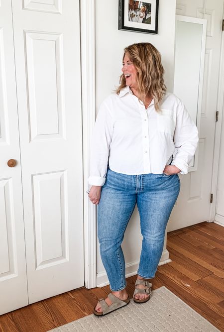 A white button down and jeans is a classic spring outfit! 

#LTKFindsUnder50 #LTKMidsize #LTKSeasonal