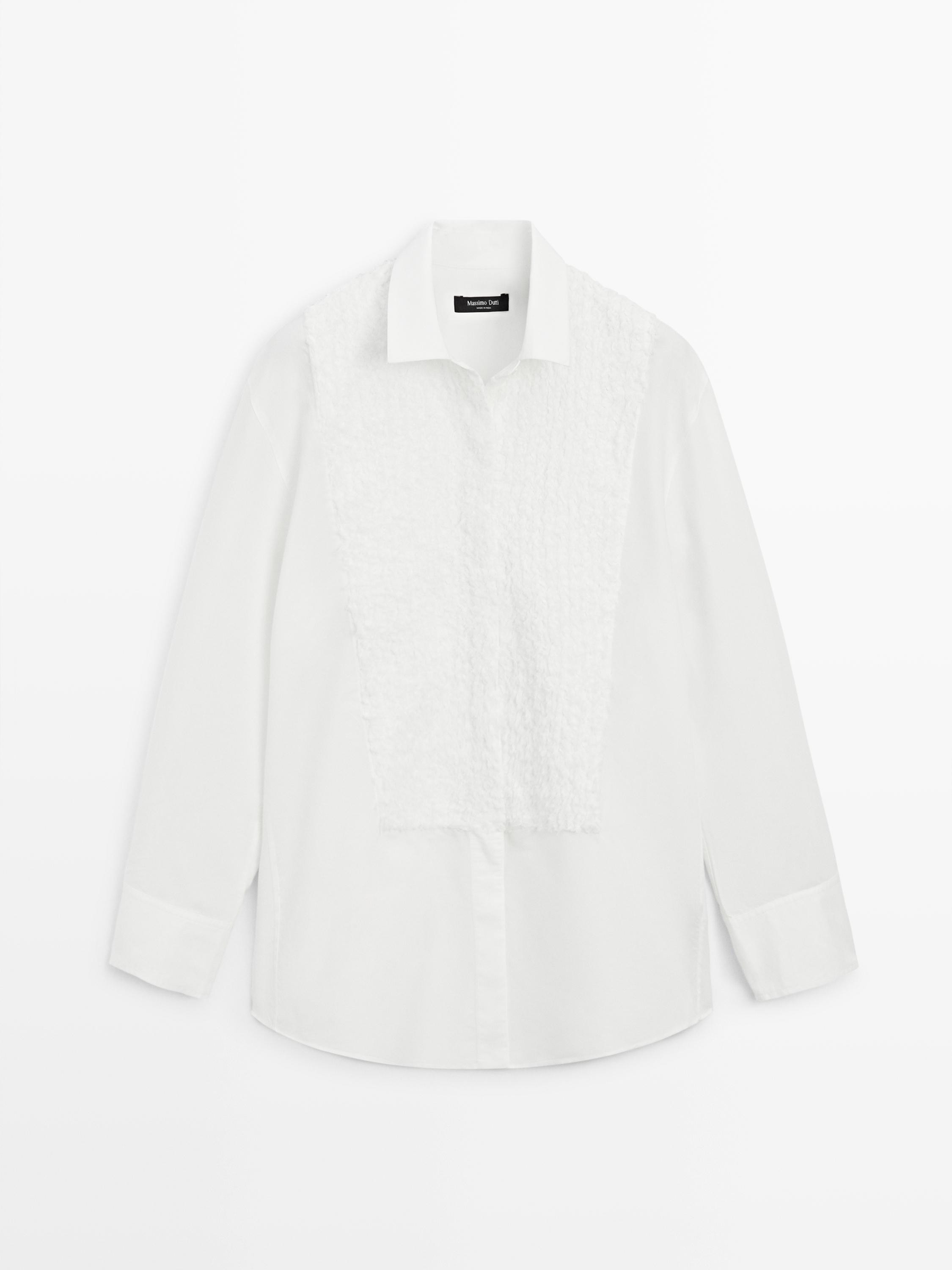 Bib front shirt with embroidered detail | Massimo Dutti US