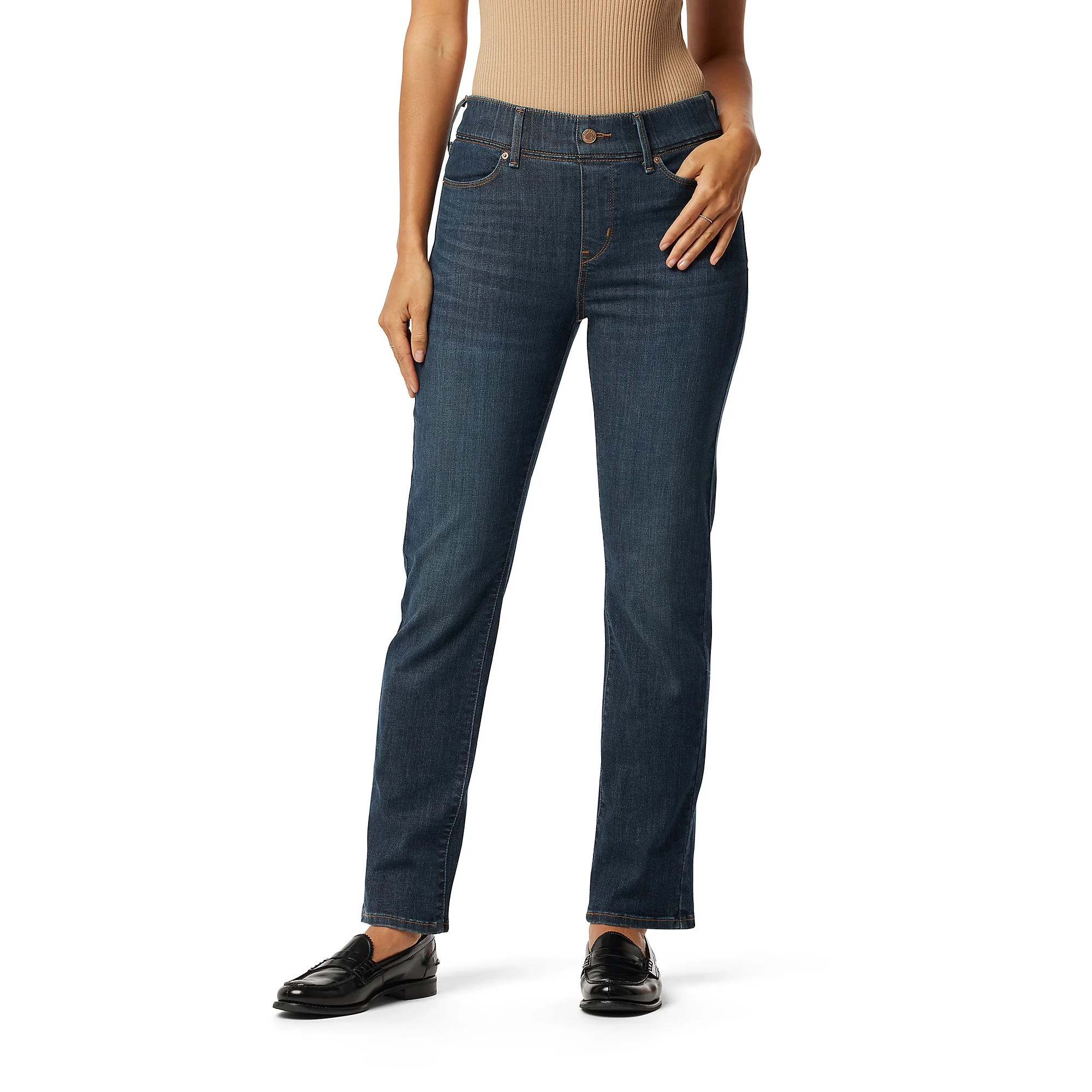 Levi Strauss Signature Women's Shaping Perfect Pull On Straight Jeans - Walmart.com | Walmart (US)
