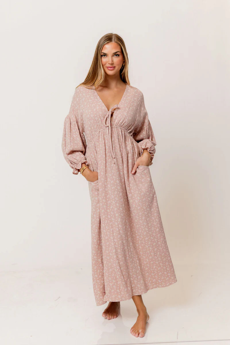 Hunter 100% Cotton Midi Dress in Rose Foliage - Bump Friendly *2/13 PR | Worth Collective