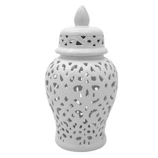 18 in. Spiral Lattice Temple Jar - White | The Home Depot