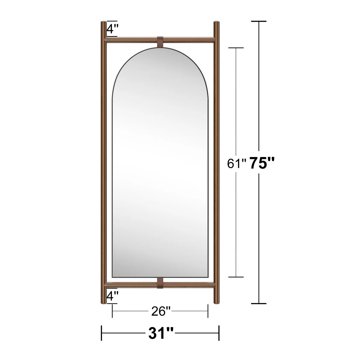 75H"×31"W Arch Full Length Mirror with Rectangle Wood Frame | Wayfair North America