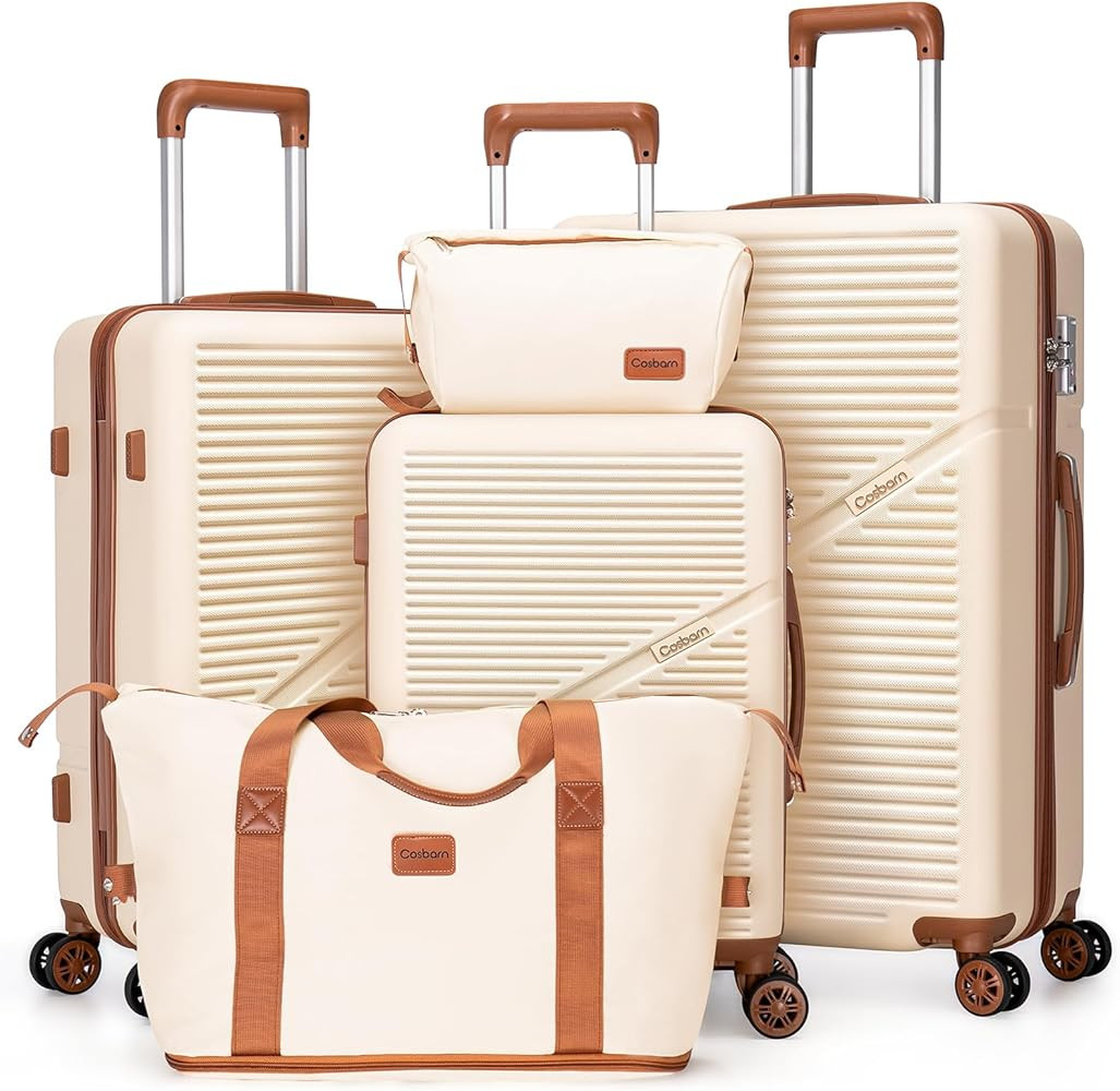 5 Piece Luggage Sets with Spinner Wheels, Hardshell ABS Suitcase Set with Tsa Lock, Lightweight H... | Amazon (US)