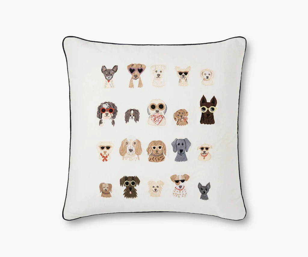Dog Days Embroidered Pillow - Cream | Rifle Paper Co.