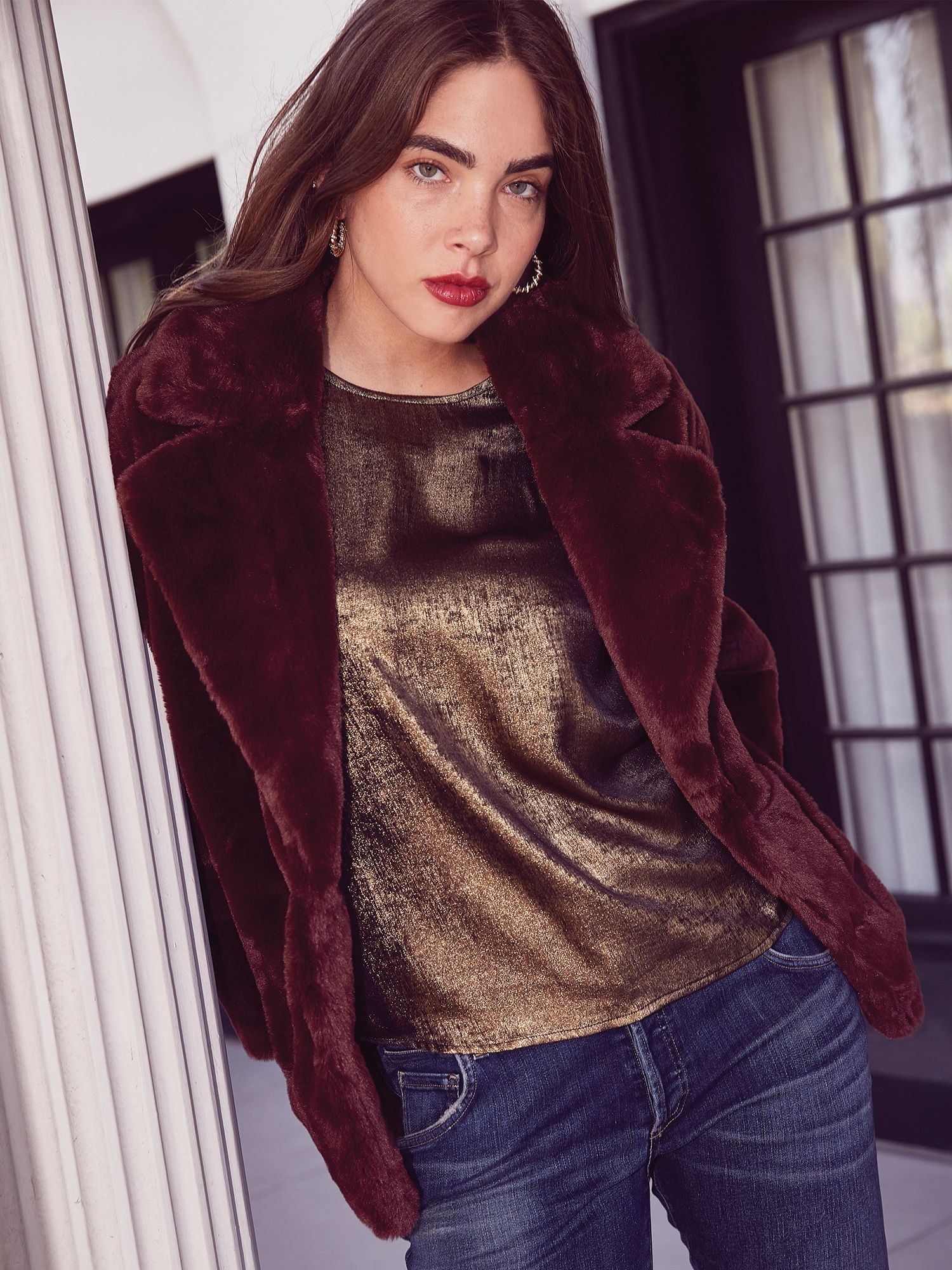 The Get Women's Cropped Faux Fur Jacket | Walmart (US)