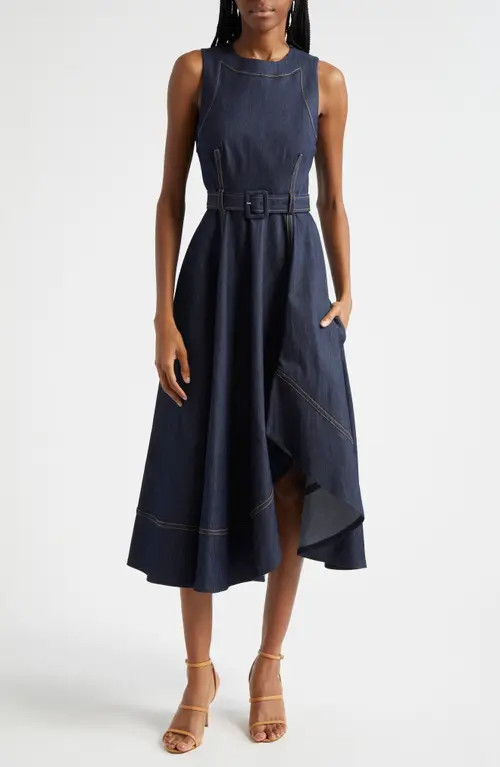 Cinq à Sept Zelda High-Low Sleeveless Denim Dress in Indigo at Nordstrom, Size 2 | Nordstrom