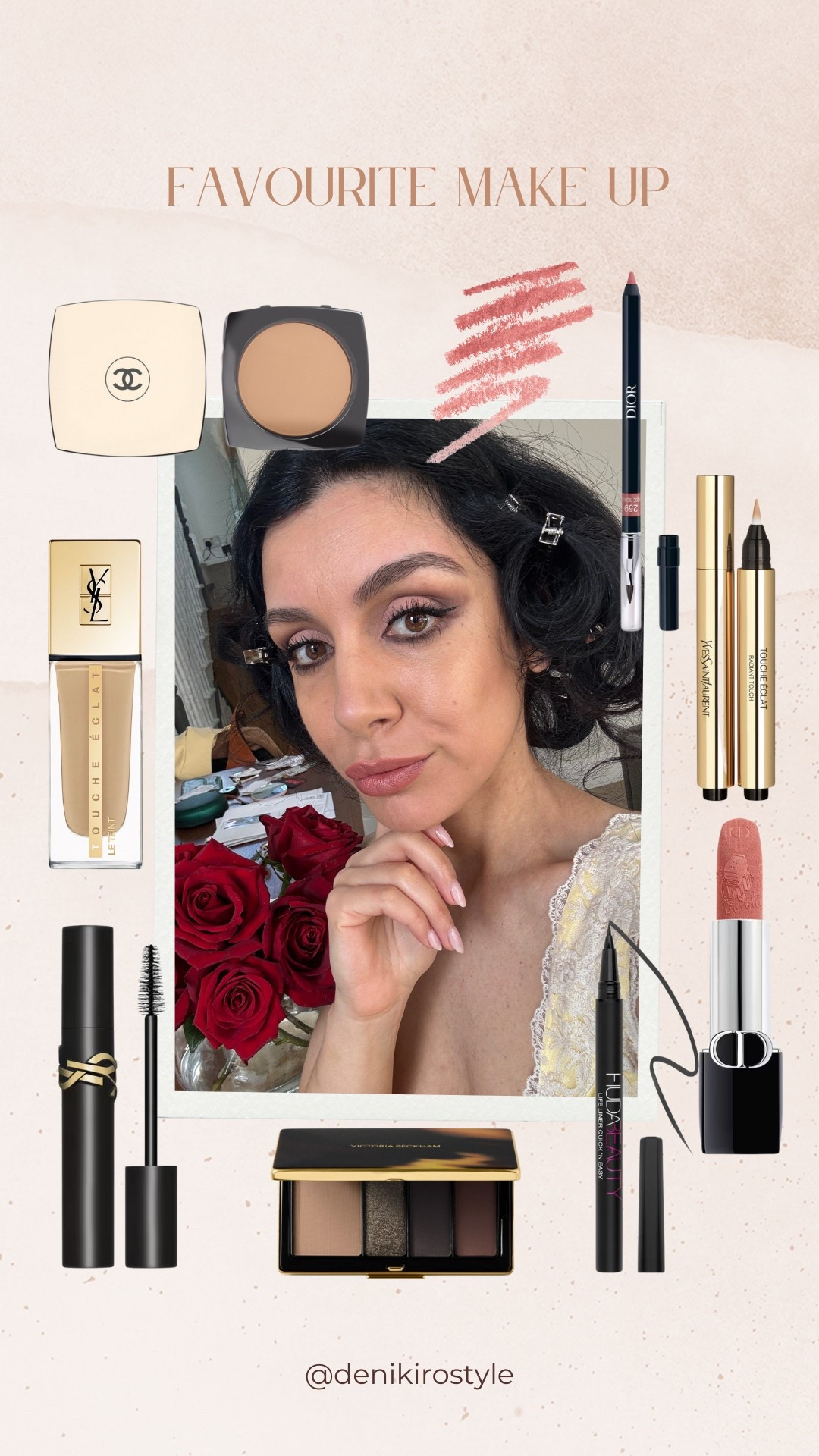 My favourite beauty look 🌸

Foundation YSL Tocuhe Eclat B40
Concealer YSL touched Eclat 4
Eye shadows Victoria Bekcham 
Eye Liner Huda Beauty 
Lipstick Dior Nude 100
Lip liner Dior Nude 100
Powder Chanel Nude B80

#LTKspring #LTKbeauty #LTKuk