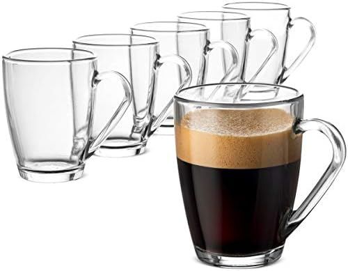 Bormioli Rocco Glass Coffee Mug Set, (6 Pack) Medium 10¾ Ounce with Convenient Handle, Tea Glass... | Amazon (US)