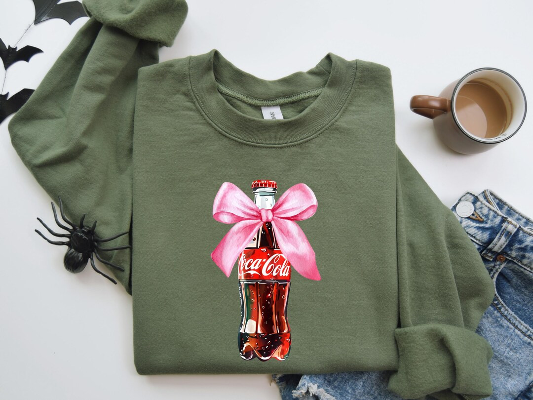 Classic Coke Pink Bow Sweatshirt, Regular Coca Cola Crewneck, Cola Lover, I Need A Coke Funny Shi... | Etsy (US)