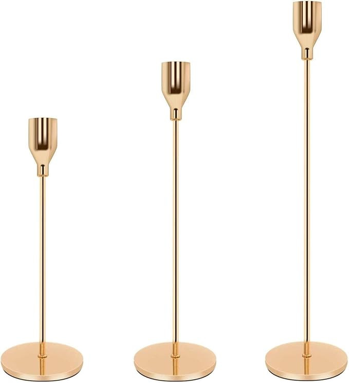 Earnest Living Elegant Candle Stick Holder 3 in 1 Set Golden Decoration for Weddings and Table To... | Amazon (US)