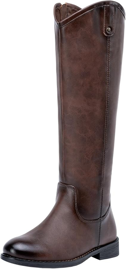 Vepose Women's Knee High Boots 956 Wide Calf Zipper Tall Fashion Boots | Amazon (US)