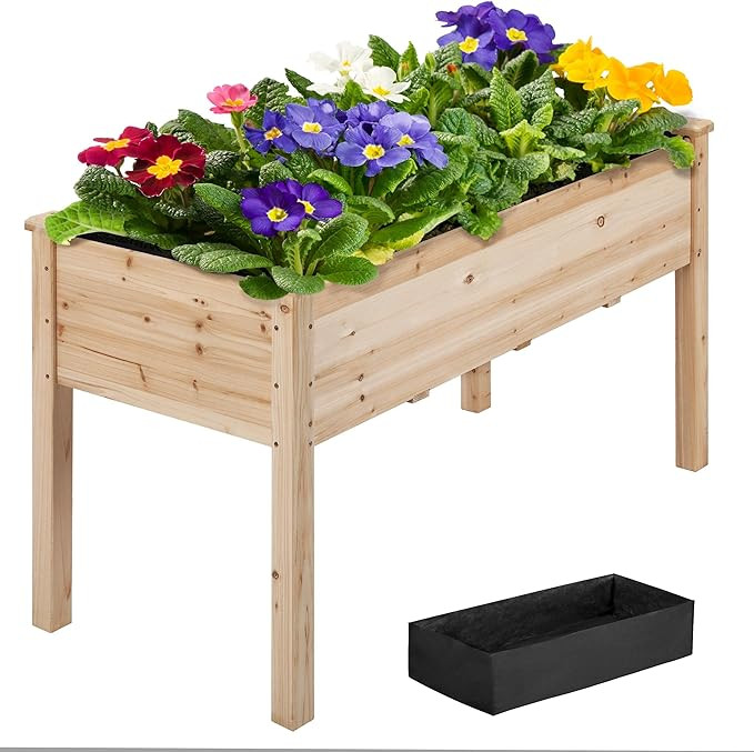 Yaheetech 1pc Raised Garden Bed 48x24x30in Elevated Wooden Planter Box with Legs Standing Growing... | Amazon (US)