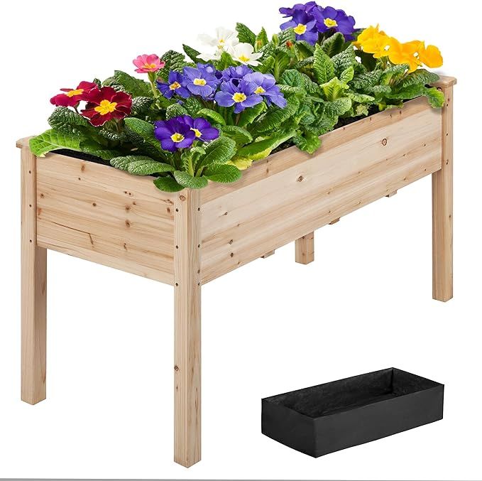 Yaheetech 1pc Raised Garden Bed 48x24x30in Elevated Wooden Planter Box with Legs Standing Growing... | Amazon (US)
