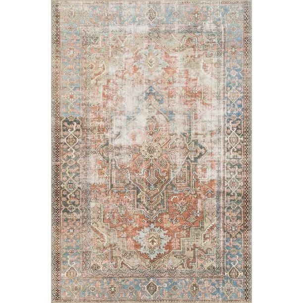 Loloi II Loren Collection LQ-15 Terracotta / Sky Oriental Area Rug 7'-6" x 9'-6" - Walmart.com | Walmart (US)