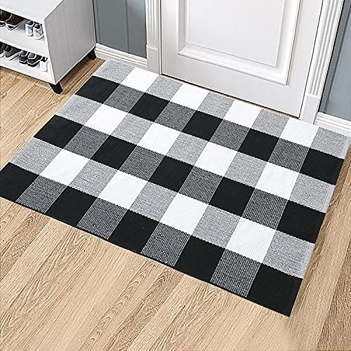 Sattiyrch Buffalo Plaid Door Mat Outdoor Rug with Classic Black and White Checkered Washable Entr... | Amazon (US)