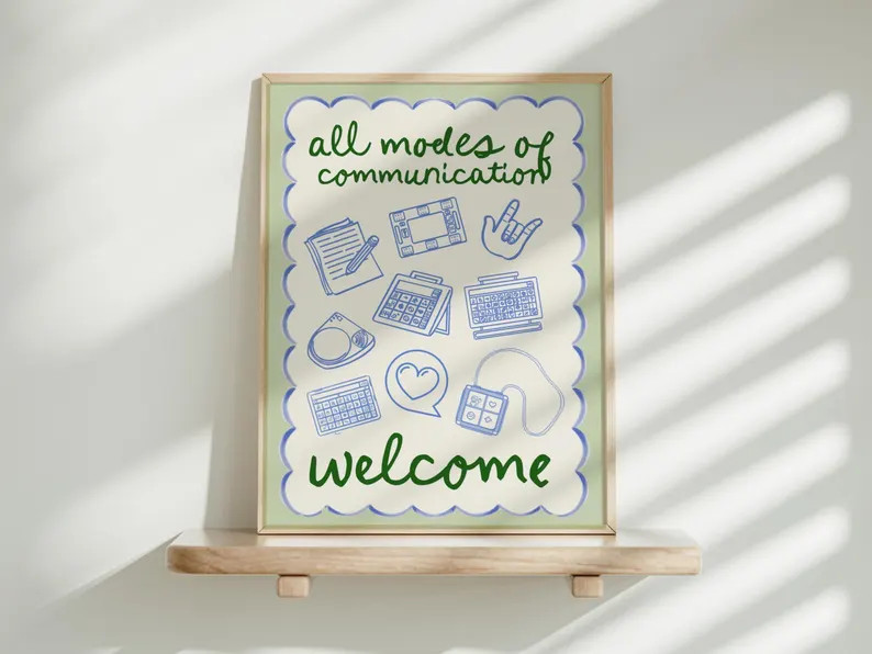 Speech Therapy Room Decor, All Modes of Communication Welcome | Green and Blue With Scalloped Bor... | Etsy (US)