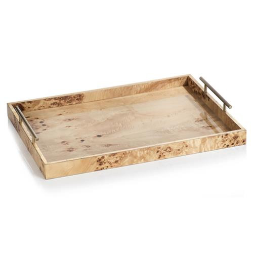 Damian Coastal Beach Brown Wood Tray | Kathy Kuo Home